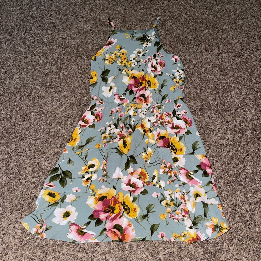 Green floral dress